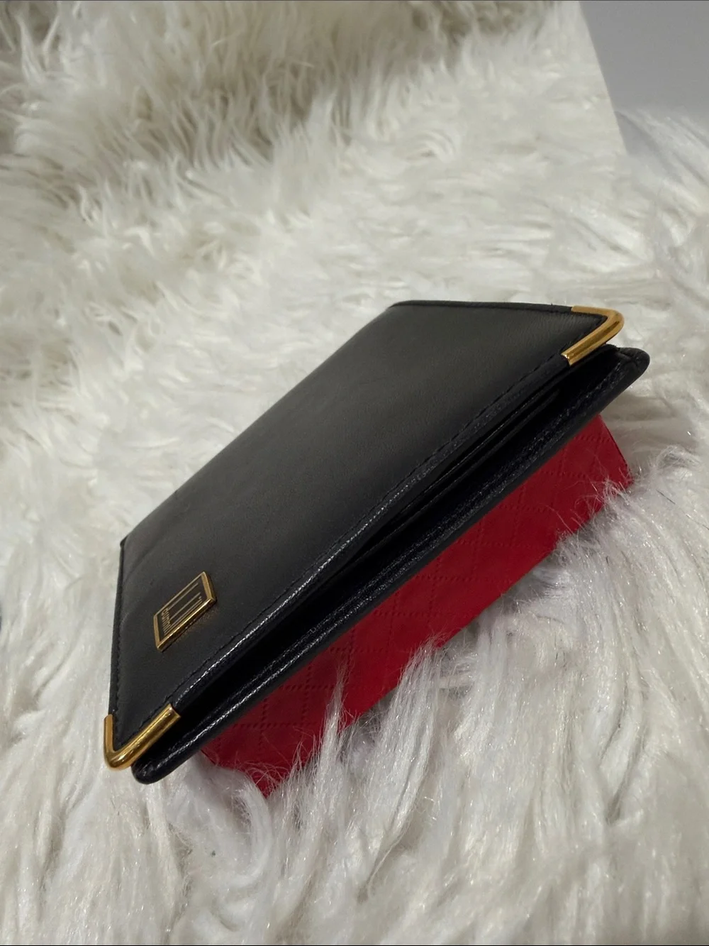 DUNHILL Black Leather Bifold Wallet with Gold Accents